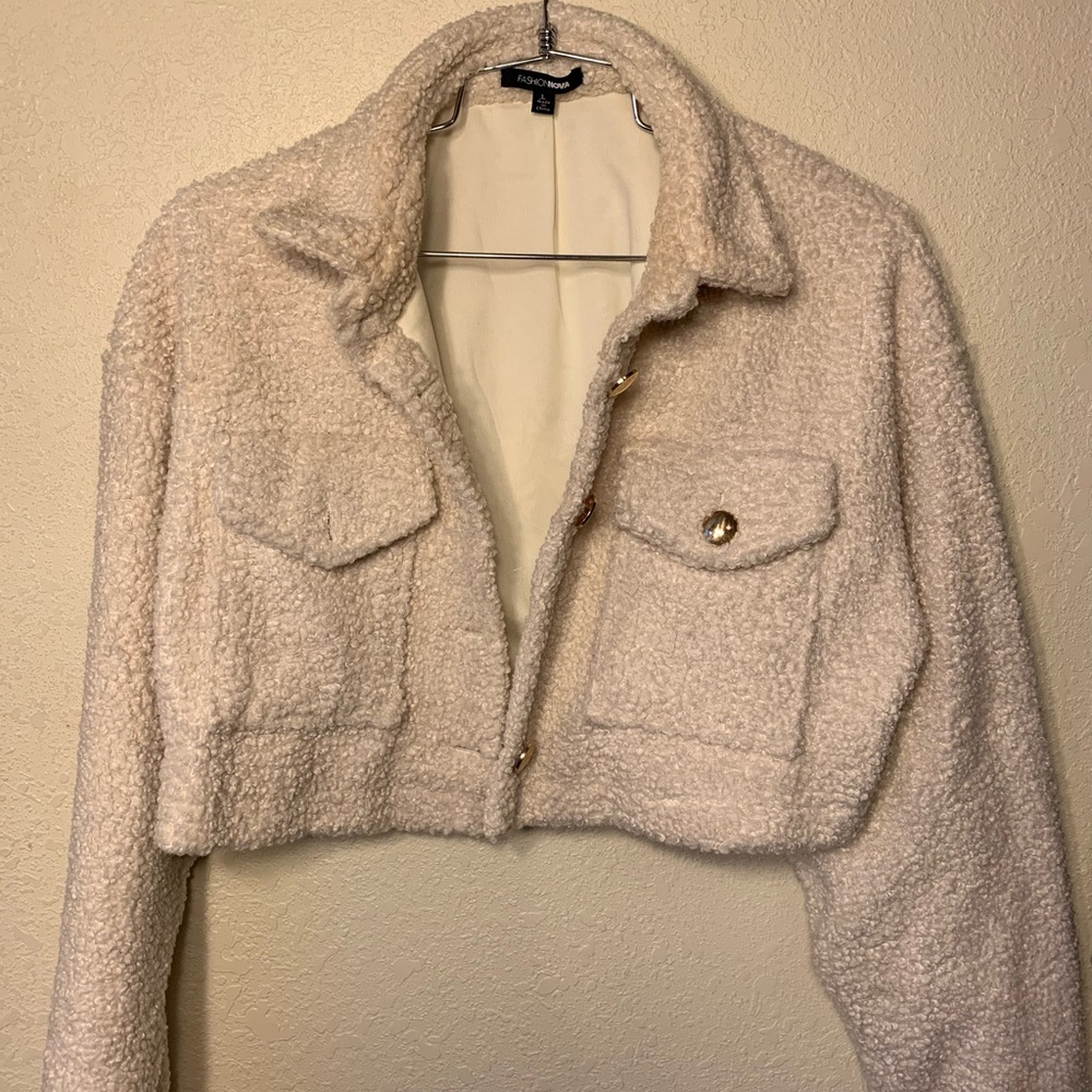 Fuzzy Love Button Crop Jacket - Fashion Nova
